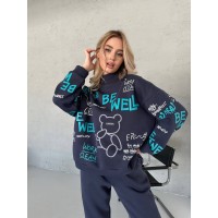 Жіночий теплий костюм графiтового кольору 29798