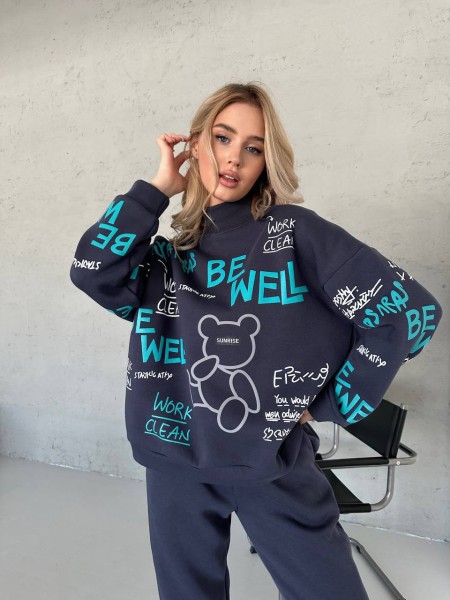 Женский теплый костюм графитового цвета 29798