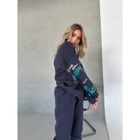 Жіночий теплий костюм графiтового кольору 29798