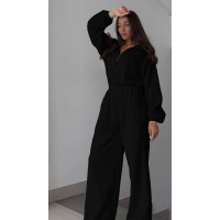 Жіночий флісовий комбінезон чорного кольору 29802