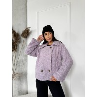 Жіноча коротка шуба з букле лiлового кольору 29809