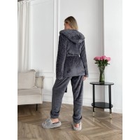 Женский теплый костюм 3-ка для дома графитового цвета 29818