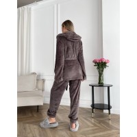 Жіночий теплий костюм 3-ка для дому кавового кольору 29820