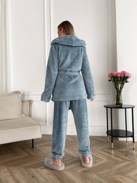 Жіночий теплий костюм 3-ка для дому блакитного кольору 29822