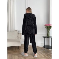 Жіночий теплий костюм 3-ка для дому чорного кольору 29823