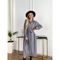 Жіноча сукня міді на ґудзиках сірого кольору 29825