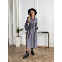 Жіноча сукня міді на ґудзиках сірого кольору 29825