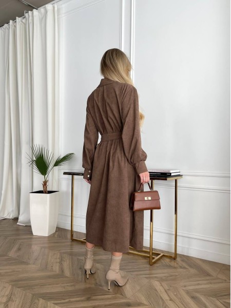 Жіноча сукня міді на ґудзиках кавового кольору 29827