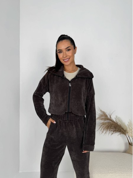 Женский спортивный костюм с капюшоном коричневого цвета 29846