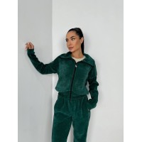 Женский спортивный костюм с капюшоном изумрудного цвета 29847