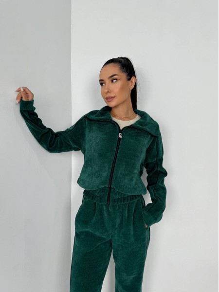 Женский спортивный костюм с капюшоном изумрудного цвета 29847