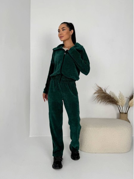 Женский спортивный костюм с капюшоном изумрудного цвета 29847