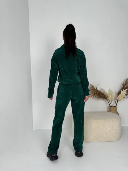 Женский спортивный костюм с капюшоном изумрудного цвета 29847