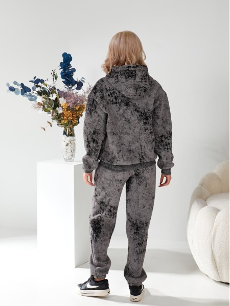 Женский спортивный костюм на флисе серого цвета 29851