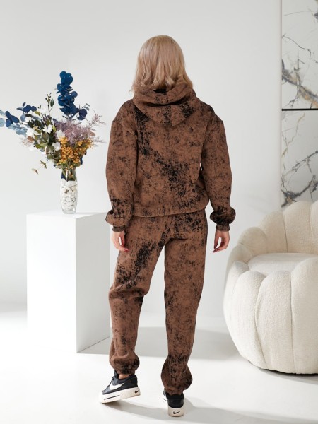 Женский спортивный костюм на флисе коричневого цвета 29865