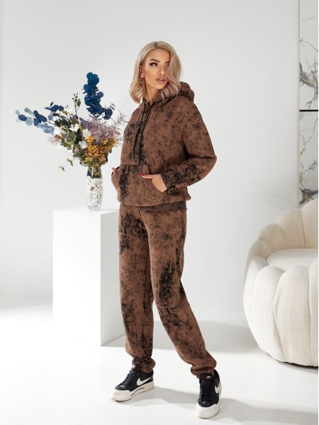 Женский спортивный костюм на флисе коричневого цвета 29865
