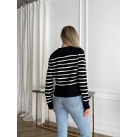 Жіночий короткий светр у смужку чорного кольору 29867
