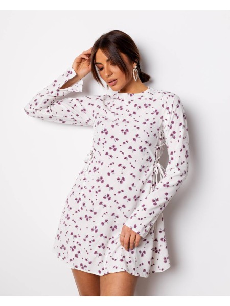 Легкое платье в цветок молочного цвета 29869