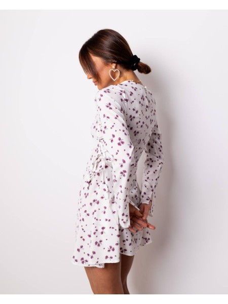 Легкое платье в цветок молочного цвета 29869