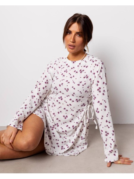 Легкое платье в цветок молочного цвета 29869