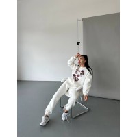 Жіночий світшот на флісі з принтом білого кольору 29873