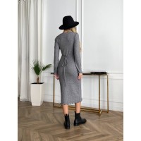 Тепла сукня міді в рубчик сiрого кольору 29878