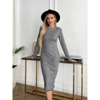 Тепла сукня міді в рубчик сiрого кольору 29878