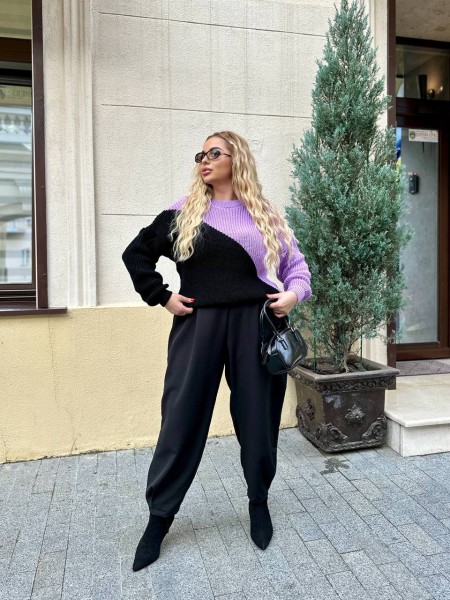 В'язаний жіночий светр бузкового кольору 29901