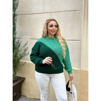 В'язаний жіночий светр зеленого кольору 29902
