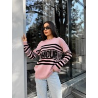 Подовжений жіночий светр із написом рожевого кольору 29903