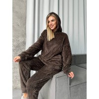 Жіночий костюм для дому з махри коричневого кольору 29909