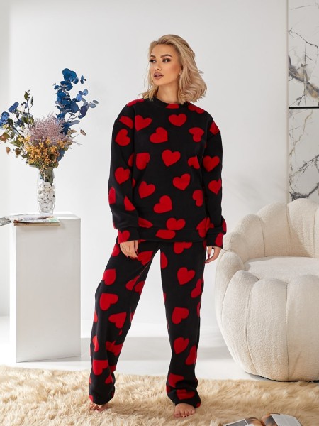 Жіночий домашній комплект із флісу чорного кольору 29912