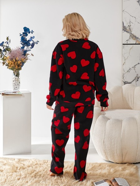 Жіночий домашній комплект із флісу чорного кольору 29912