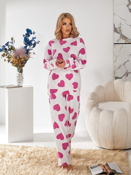 Жіночий домашній комплект із флісу бiлого кольору 29914