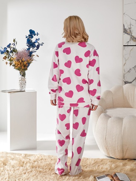 Жіночий домашній комплект із флісу бiлого кольору 29914