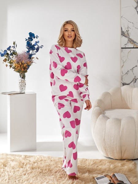 Жіночий домашній комплект із флісу бiлого кольору 29914