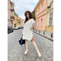 В'язана сукня-туніка молочного кольору 29939