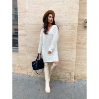 В'язана сукня-туніка молочного кольору 29939