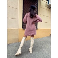 В'язана сукня-туніка пудрового кольору 29940