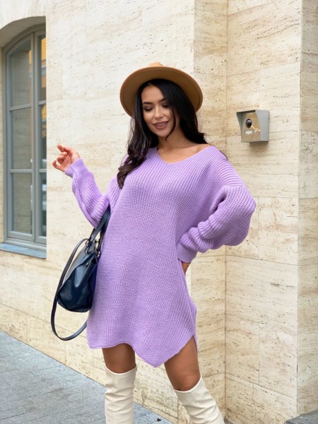 Вязаное платье-туника лавандового цвета 29942
