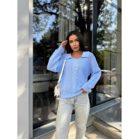 Жіноча кофта з відкладеним коміром блакитного кольору 29955