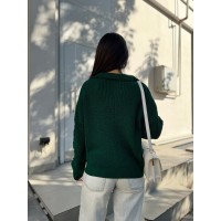 Жіноча кофта з відкладеним коміром зеленого кольору 29959