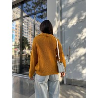 Жіноча кофта з відкладеним коміром жовтого кольору 29960