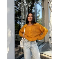 Жіноча кофта з відкладеним коміром жовтого кольору 29960