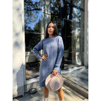 В'язана напіввовняна сукня синього кольору 29961