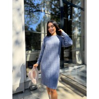 В'язана напіввовняна сукня синього кольору 29961