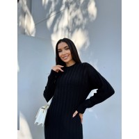 В'язана напіввовняна сукня чорного кольору 29962