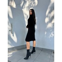 В'язана напіввовняна сукня чорного кольору 29962