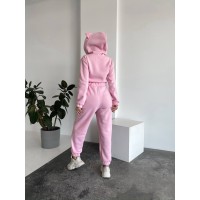Теплый женский комбинезон с ушками розового цвета 29990