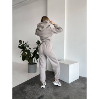 Теплый женский комбинезон с ушками бежевого цвета 29991